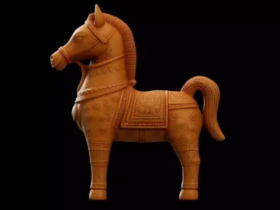 Traditional Bengal Terracotta Horse - Bankura Clay Art Inspired 3D model