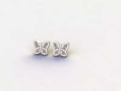 butterfly bunny ears stud earrings 3D print model