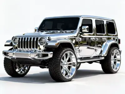 Flashy Liquid Chrome Custom Jeep 3D Model Low-poly 3D model