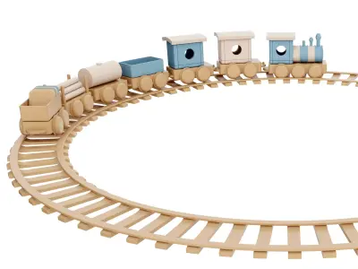 Toy train track Low-poly 3D model
