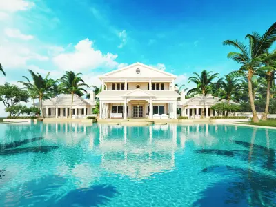 Resort hotel swimming pool model 3D model