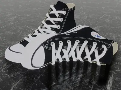 CONVERSE 3D SHOES - BLACK HIGH 2 Low-poly 3D model