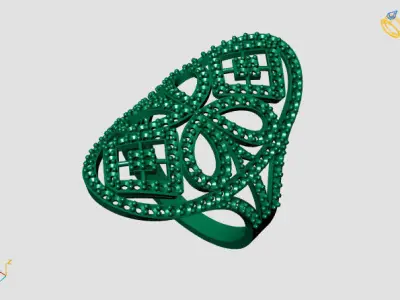 Vintage Womens Diamond Ring Women Rings 3dmodels 3D print model 3D print model 14