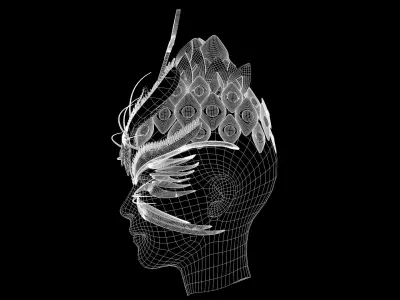 Eyes and Feathers Face Mask and Crown Low-poly 3D model