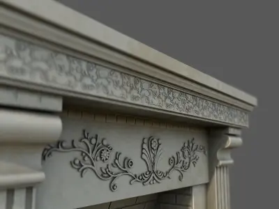 Neoclassical Ornate Fireplace with Fluted Pilasters   3D model