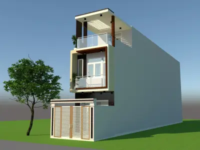 Modern style 3 storey house 3D model