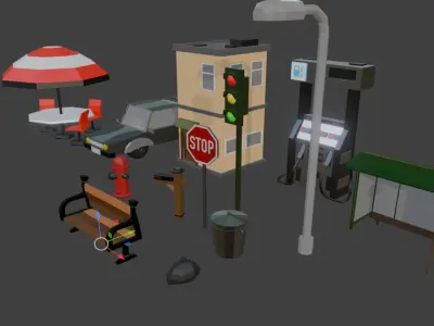 LOW POLY CITY ASSETS Low-poly 3D model