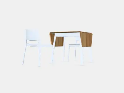 IKEA PS 2012 - TEODORES table and 2 chairs Low-poly 3D model