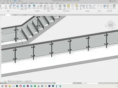 Modern Railing Revit Family 3D model