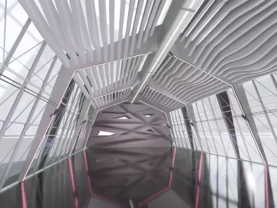 3D Sci Fi Exhibition Abstract Concept hall inteiror clear 3D 3D model