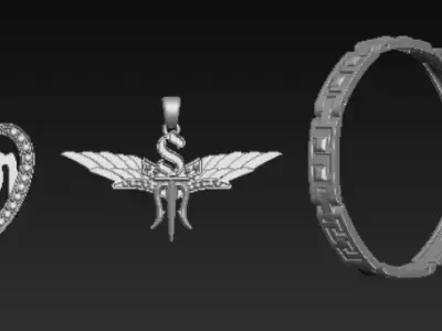 Butterfly Heart Wings Bracelet  Pendant Collection  3D print model