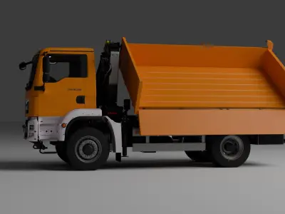 MAN TGM 18320 dump truck with crane 3D model