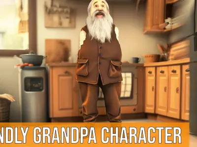 Friendly Grandpa Character model pack Low-poly 3D model