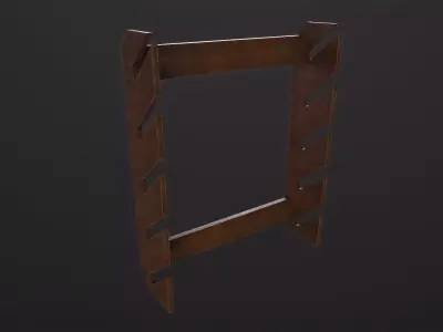 Wooden Weapon Rack 3D Model Low-poly 3D model