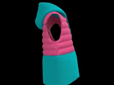 Female puffer vest 3D model