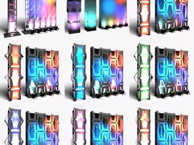 Stage Decor Collection 04 Modular Wall Column 9 Pieces