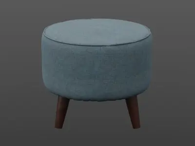 Round Jaxon Ottoman navy upholstery Low-poly 3D model