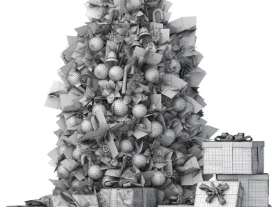 christmas tree with green ornaments 3D model