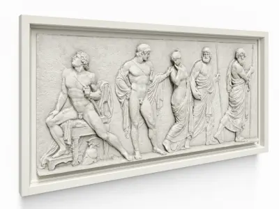 Classic greek wall relief 3D model