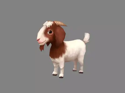Cartoon goat - White sheep Low-poly 3D model