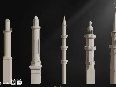 Minaret Base Mash Low-poly 3D model