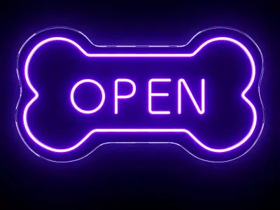 Bone and Open Neon Sign 3D model