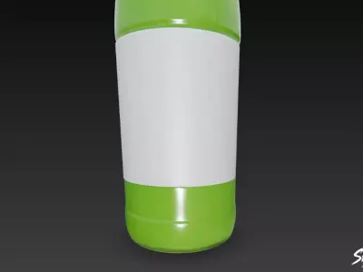 Green Juice Bottle Low-poly 3D model