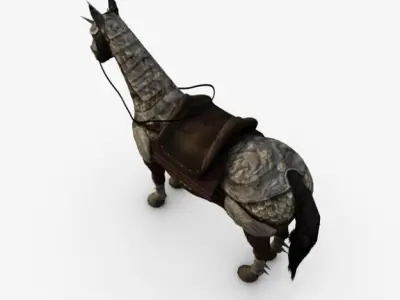 Horse with armor Low-poly 3D model