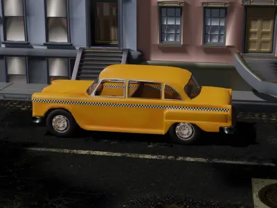 lowpoly Taxi Car -  Game ready - Checker Marathon -NYC Low-poly 3D model