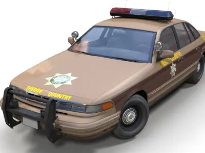 American sheriff police car  Low-poly 3D model