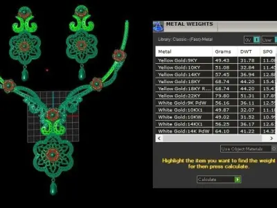 Luxury Wedding Diamond Necklace And Earrings 3d Printable Model 3D print model