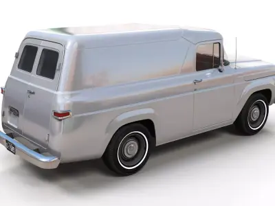 50s American panelvan truck  Low-poly 3D model
