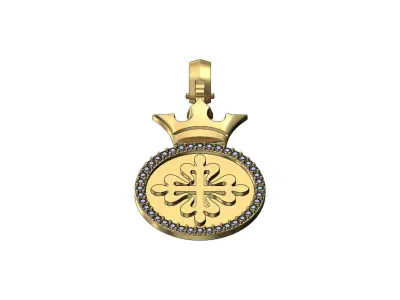 Diamond simple crown PP logo pendant 3D print model