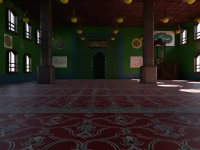 Mosque Interior Low-poly 3D model