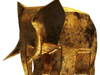  Elephant statues Low-poly 3D model