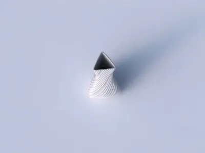 Vase puffy triangle with flowing extruded lines 3D print model