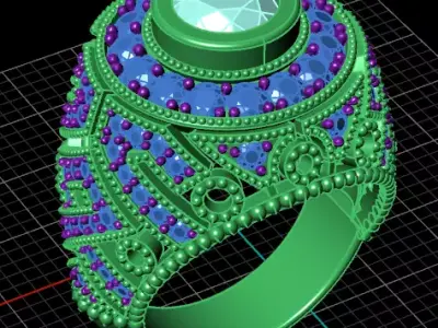 round halo luxury jewelry ring 3D print model
