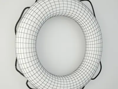 1950s Orange and White Life Preserver 3D model