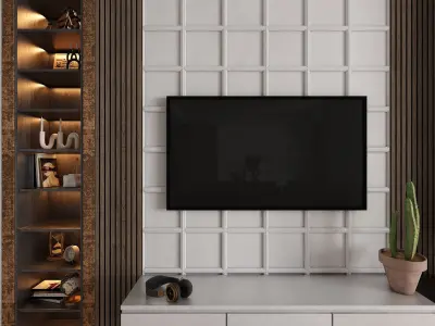 Tv wall - set03 3D model
