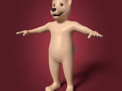 Cartoon Mascot Dog - Wolf Low-poly 3D model