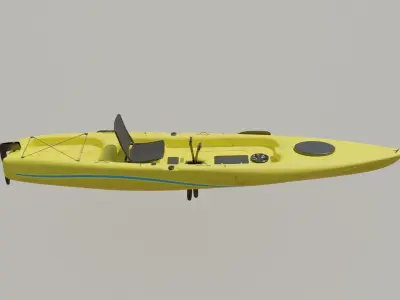 Kayak 3D model with laptop Low-poly 3D model