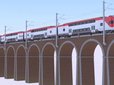 Stadler Kiss USA on viaduct 3D model