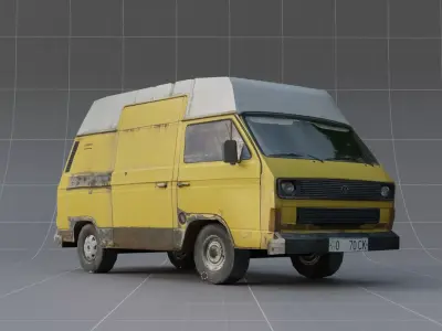 Yellow car  Low-poly 3D model