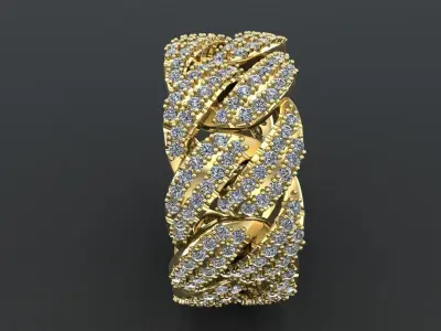 Cuban ring diamonds 3D model 3D print model
