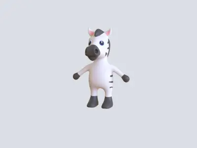 High-Quality 3D Cute Zebra - Animated for Games Low-poly 3D model