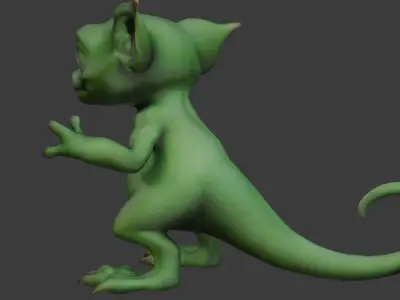 Cute green monster Low-poly 3D model