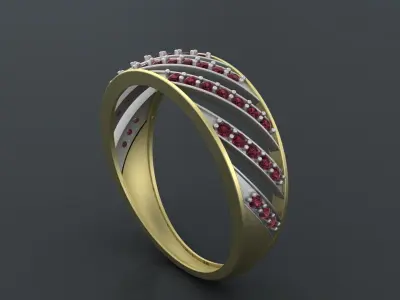 Womens diamond track ring for CNC or 3D print model 3D print model