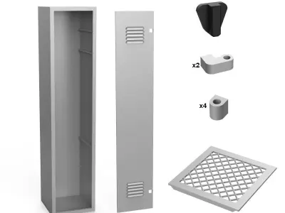 Locker with shelves 3D print model
