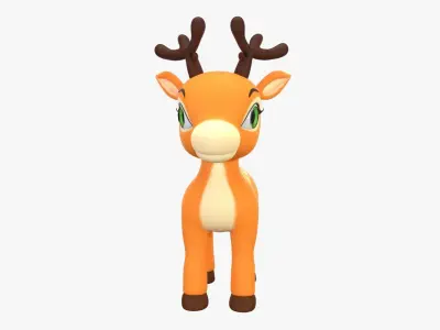 Cartoon Deer Low-poly 3D model