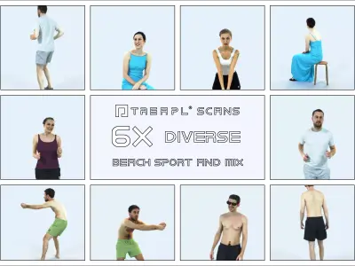 SAG07 6X Sports Beach Running Jogging Man Woman 002 Low-poly 3D model